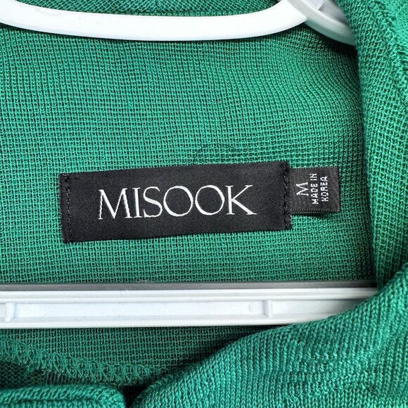 Misook Womens Knit Open Front Blazer Size M Kelly Green Career Business Classic - Picture 4 of 13